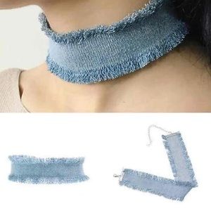 Denim choker necklace